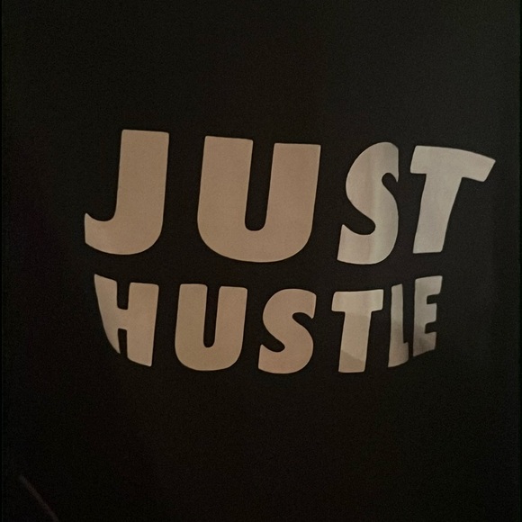 Just Hustle Motivational Hoodie Hooded Sweatshirt Unisex Large Black Work Hard - Picture 3 of 5